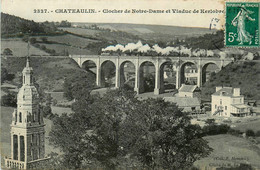 Châteaulin * Vue Sur Le Clocher Notre Dame * Le Viaduc De Kerlobre * Passage Du Train * Ligne Chemin De Fer - Châteaulin