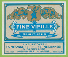 Etiket Etiquette "Fine Vieille" G. Baekelandt Ingelmunster - Alcoholes Y Licores