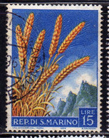 REPUBBLICA DI SAN MARINO 1958 FRUTTA E PRODOTTI AGRICOLI FRUMENTO LIRE 15 USATO USED OBLITERE' - Usati