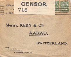 Enveloppe Oblitérée En 1915 - Opened By Censor 718 - Courrier Envoyé En Suisse Switzerland - Marcofilia