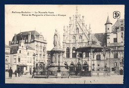 Malines. La Nouvelle Poste. Statue Marguerite D'Autriche Et Kiosque. Magasin De Glas Frères. 1924 - Mechelen