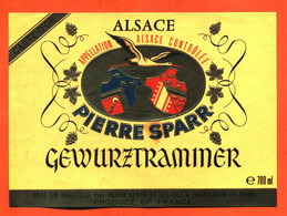 Etiquette Ancienne Neuve De Vin D'alsace Gewurztraminer Pierre Sparr Et Ses Fils à Sigolsheim - 70 Cl - Cigogne - Gewürztraminer