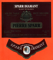 Etiquette + Collerette Ancienne Neuve De Vin De Table Blanc De Blancs Sparr Diamant  Pierre Sparr à Sigolsheim - 70 Cl - Riesling