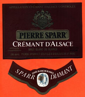 Etiquette + Collerette Ancienne Neuve De Crémant D'alsace Blanc De Blancs Diamant  Pierre Sparr à Sigolsheim - 70 Cl - Riesling