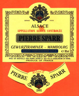 Etiquette + Collerette Ancienne Neuve De Gewurztraminer 1981 Cuvée Particulière S.P.S Pierre Sparr à Sigolsheim - 70 Cl - Gewürztraminer