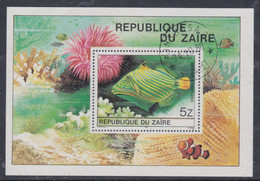 Zaïre BF N° 23 O  Faune Marine Tropicale : Poisson, Le  Bloc Oblitéré, TB - Used Stamps