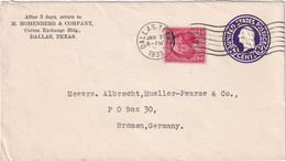 USA 1933  ENTIER POSTAL/GANZSACHE/POSTAL STATIONERY LETTRE DE DALLAS - 1921-40