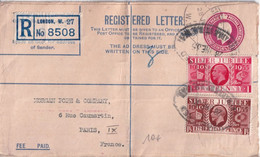 1935 - GB - SILVER JUBILEE Sur ENVELOPPE ENTIER RECOMMANDEE De LONDON => PARIS - Lettres & Documents