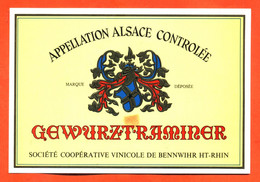 Etiquette Neuve De Vin D'alsace Gewurztraminer Coopérative Vinicole De Bennwihr - Gewurztraminer