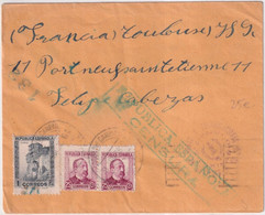 1936 - ESPAGNE - RARE ENVELOPPE Avec CENSURE De POSTE DE CAMPAGNE ! FORTIFICATIONS 25 B.O.F BASE 8.C.C.10 => TOULOUSE - Marcas De Censura Republicana