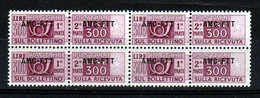 1949 Italia Italy Trieste A PACCHI POSTALI CORNO (Roma) 4v. 300L In Quartina MNH** Firma Biondi Bl.4 PARCEL POST - Paketmarken/Konzessionen