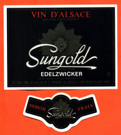 Etiquette + Collerette Ancienne Neuve De Vin D'alsace Sungold Edelzwicker Société Au Chateau à Beblenheim - 100 Cl - Gewürztraminer