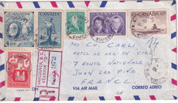 1959 - CANADA - ENVELOPPE RECOMMANDEE De VANCOUVER DOUANE AU DOS ! => JUAN LES PINS - Storia Postale