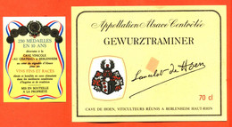 Etiquette + Etiq De Dos Neuve De Vin D'alsace Gewurztraminer Cuvée Lancelot De Hoen Caves à Beblenheim  70 Cl - Gewürztraminer