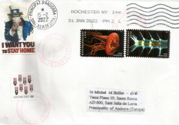 La Bioluminescence Chez Les Animaux, Lettre De Rochester (New-York State), Adressée Andorra,avec Vignette Uncle Sam - Lettres & Documents