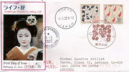 2022. Greetings: Flowers In Daily Life , Lettre De Tokyo Adressée Andorra (Principality) Avec Timbre à Date Local - Lettres & Documents