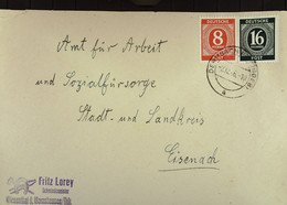 SBZ: Fern-Brief Aus DERMBACH Mit 8 U 16 Pf Gem-Ausg. 2.12.46 Abs-Stpl. Von Fritz Lorey Schmiedemeister Knr: 917, 923 - Brieven En Documenten