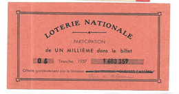 KB1861 - BILLET LOTERIE NATIONALE 1937 - Lottery Tickets