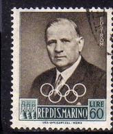 REPUBBLICA DI SAN MARINO 1959 PREOLIMPICA EDSTROM LIRE 60 USATO USED OBLITERE' - Usati