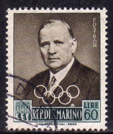 REPUBBLICA DI SAN MARINO 1959 PREOLIMPICA EDSTROM LIRE 60 USATO USED OBLITERE' - Usati