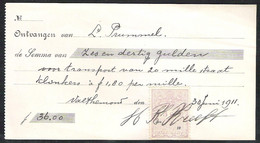 NEDERLAND Kwitantie 1911 Met 5 Cent Zegel - Fiscale Zegels