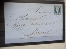 Timbre France  14 A C Empire Lettre Paris Tours Bonneterie  Parfait Etat - Napoléon III.