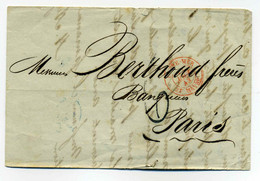 Lettre De NEW YORK  ( Etats Unis ) + Entrée Maritime Outre Mer Par Le Havre + Taxe 6 Décimes Tampon Façon Manuscr / 1840 - 1801-1848: Precursors XIX
