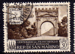 REPUBBLICA DI SAN MARINO 1959 CENTENARIO FRANCOBOLLI ROMAGNE LIRE 30 USATO USED OBLITERE' - Usati