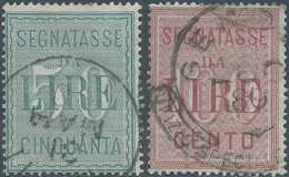 ITALY,ITALIE-ITALIEN,Kingdom 1884 Revenue Stamps Segnatasse,Services Postage Due,50L & 100L,Value:+€135,00 - Taxe