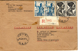 1950- Enveloppe De KEMBE  Par Avion RECC.  Pour Les U S A  Affr. à 62 F. -au Dos,transits Paris Et N Y - Storia Postale