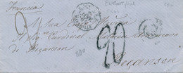 1864 ENTRÉE à MARSEILLE ETATS PONTIFICAUX Salles 644 Sur Lettre DOUBLE PORT - Enveloppe Cover > Besançon Taxe Tampon - Maritime Post