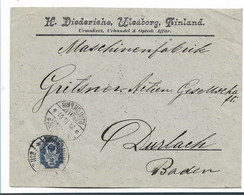 Fin001 / FINNLAND - Uleaborg Nach Durlach 1901, 10 Kom,.  (UHRENMOTIV) - Cartas & Documentos