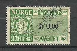 NORWAY Norwegen Sempelmarke Documentary Tax 0.80 Kr. O - Revenue Stamps