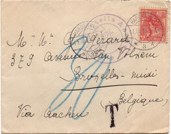 Lettre De Harderwijk (Pays-Bas) Vers Bruxelles Taxée "30" - Censure Ronde De Aachen (1915) - Otros Cartas