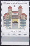 Duitsland 2014, Postfris MNH, MI 3107, 100 Years Of The Minden Shaft Lock - Nuevos