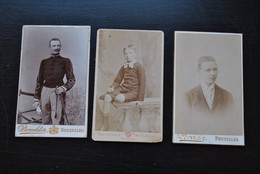 3 Photos Originales Cdv Identifiées Portrait Albert Peteau XIXè Famille Stuckens A'Spéculo Wauters Militaire Bourgeoisie - Identified Persons