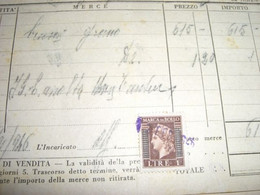 RICEVUTA 1946 CON MARCA DA BOLLO LIRE 1 - Fiscales