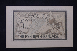 PHILATÉLIE  - Carte Postale Représentant Le Type Merson 50ct - L 116588 - Timbres (représentations)