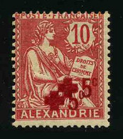 FRANCE COLONIES - ALEXANDRIE - YT 34 * - VARIETE DOUBLE SURCHARGE - TIMBRE NEUF * - Neufs