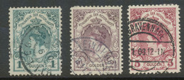 NIEDERLANDE 1899 Königin Wilhelmina 1 G. TYPE II, ABART Linie Im Unteren Rand, 2 ½ G. Gez.  11:11 ½ Und 5 G Gez. L 11 ½. - Used Stamps