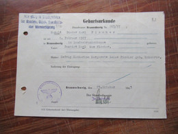 3.Reich Dokument 1943 Geburtsurkunde Der Standesbeamte In Schleusingen Mit Dienststempel - Historical Documents