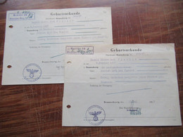 3.Reich Dokument 1943 Geburtsurkunde Der Standesbeamte In Braunschweig Mit Dienststempel Vater Dentist Gebühr 60 - Historical Documents