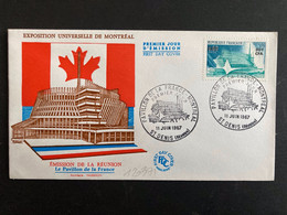 LETTRE TP PAVILLON DE LA FRANCE MONTREAL 1967 0,60 Surch.30f CFA OBL.11 JUIN 1967 ST DENIS (Réunion) PREMIER JOUR - 1967 – Montreal (Kanada)