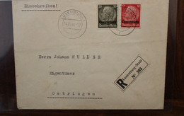 LUXEMBURG 1940 Oetringen Einschreiben Cover Luxembourg Registered Recommandé Besetzung Occupation - Besetzungen 1938-45