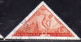 REPUBBLICA DI SAN MARINO 1959 UNIVERSIADI DI TORINO WINTER OLYMPIC GAMES TURIN LIRE 30 USATO USED OBLITERE' - Usati