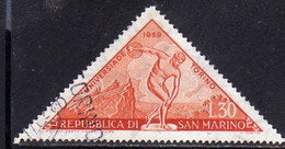 REPUBBLICA DI SAN MARINO 1959 UNIVERSIADI DI TORINO WINTER OLYMPIC GAMES TURIN LIRE 30 USATO USED OBLITERE' - Usati