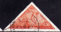 REPUBBLICA DI SAN MARINO 1959 UNIVERSIADI DI TORINO WINTER OLYMPIC GAMES TURIN LIRE 30 USATO USED OBLITERE' - Usati