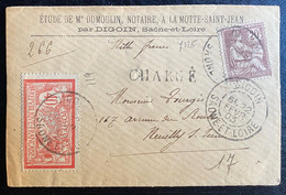 FRANCE Petite Lettre Chargée à 1000 FR Mixte Mouchon /merson N°126 & 119 Oblitérés Dateur De Digoin Superbe - 1900-02 Mouchon