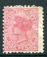 New Zealand 1882-1900 Second Sideface - P.11 - 1d Rose HM (SG 237) - Ongebruikt