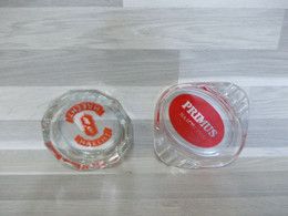 2 Oude Pressglas Asbakken Asbak Cendrier - Primus - Haecht Super 8 - Ashtrays